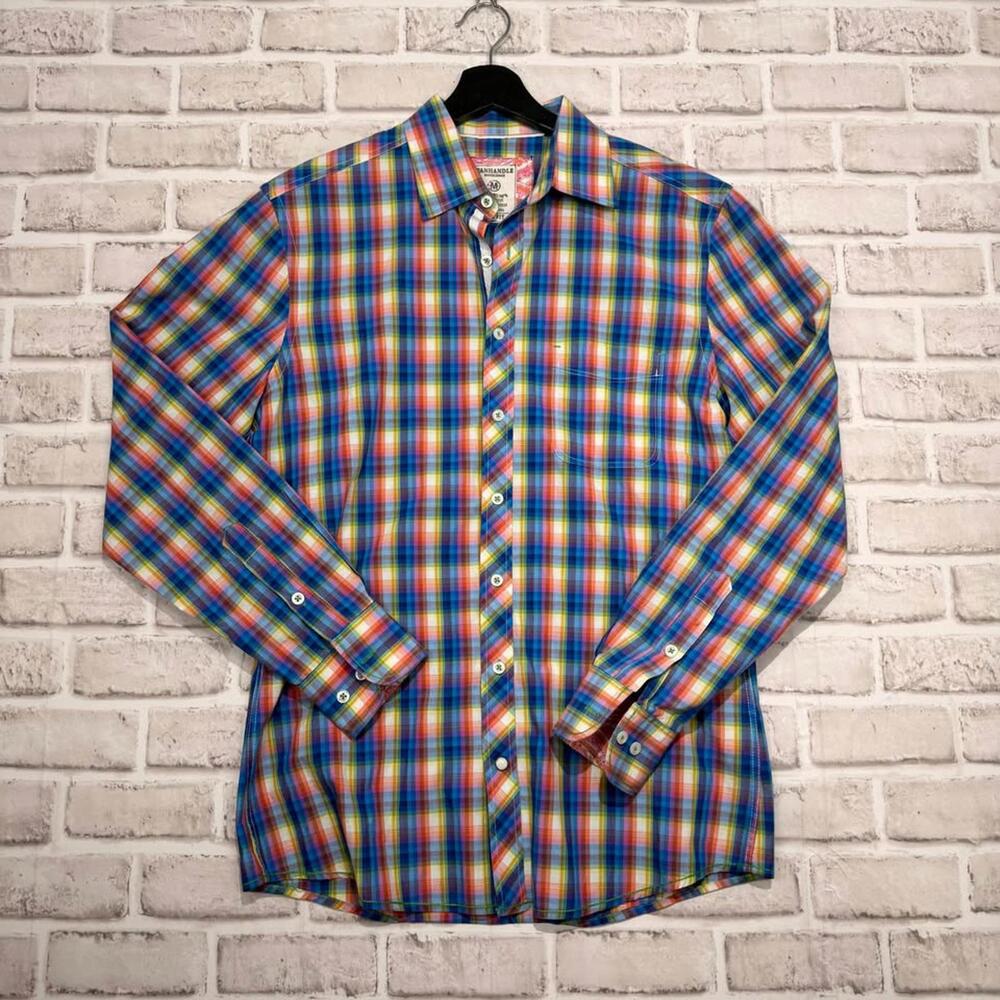 Panhandle Roughstock Slim Fit‎ Plaid Flip-Cuff Western Shirt Men's M